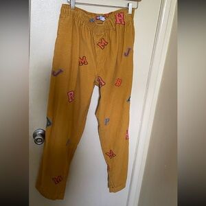 UO Embroidered Varsity Letter Corduroy Beach Pant Size Medium